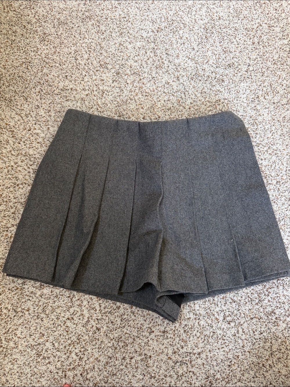 High-Waist Gray Pleated Dress Shorts